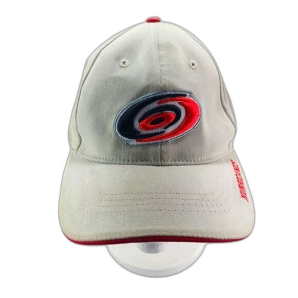 NHL Other - Vintage Drew Pearson Carolina Hurricanes Hat NHL Embroidered Tan/Red Hook&Loop